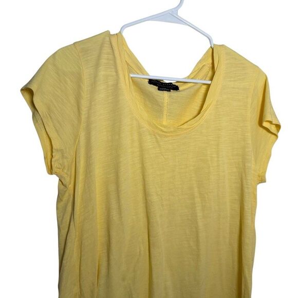 Social Standard T-Shirt Women's Large Yellow Round Neck Short Sleeve Solid - Picture 2 of 8
